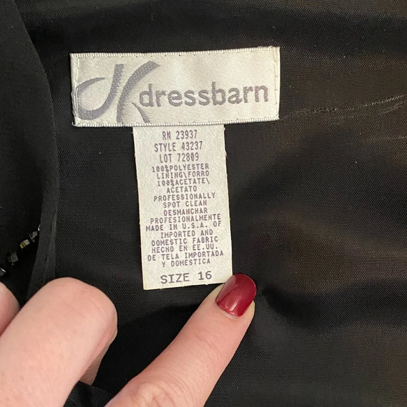 Dress barn vintage black embellished button up blazer size 16 scalloped hem - Picture 4 of 8